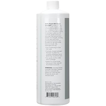 ForPro Expert 20 Volume Creme Developer, 32 Fl Oz for Hair Lightening, Gray Coverage & Color Deposit with Standard Lift