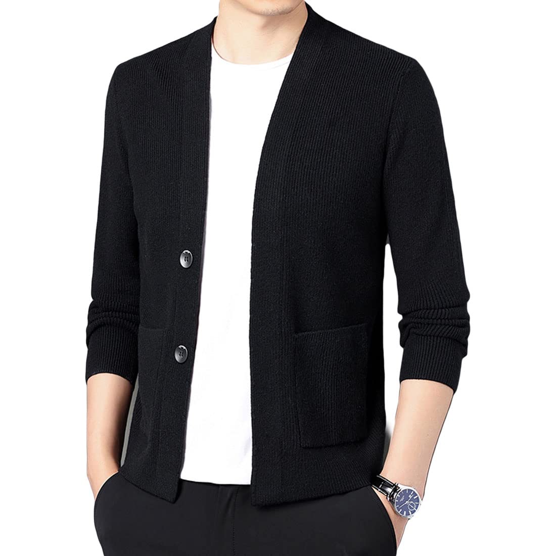 HZCX FASHIONMens Cardigan Lightweight V Neck Button Down Sweater with Pockets