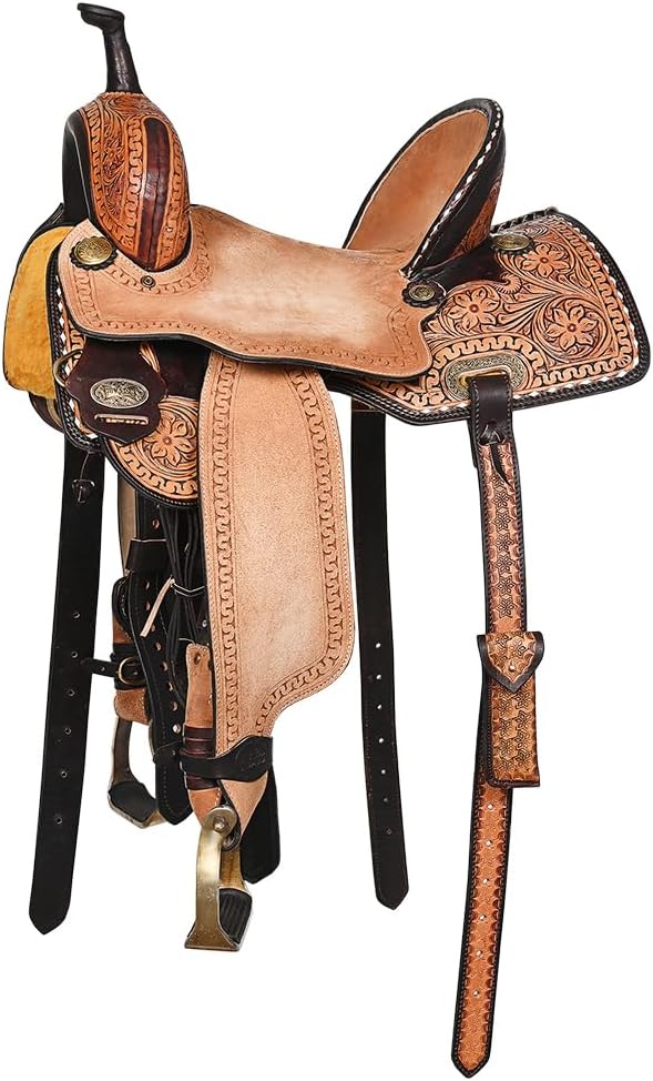 HILASON Western Horse Saddle American Leather Trail Barrel Brown