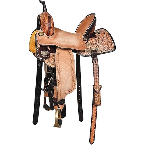 HILASON Western Horse Saddle American Leather Trail Barrel Brown