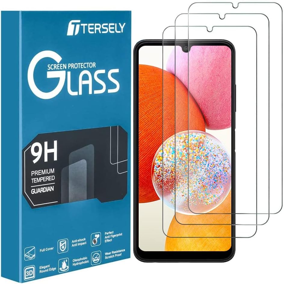 T Tersely[3-Pack] 9H Tempered Glass Screen Protector for Samsung Galaxy A14 4G/5G/M14/F14, Case Friendly, Ultra-clear, Shatterproof Anti-Scratch Film Screen Protector