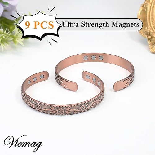 Vista 40 de Vicmag Copper Magnetic Bracelet for Women Ultra Strength Magnetic Bracelets 99.9% Pure Copper Strong Magnets Gift Adjustable