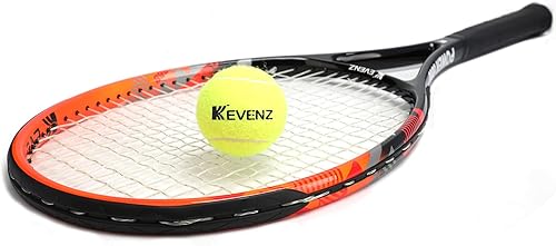Miniatura 5 de KEVENZ Raqueta de tenis para adultos, raqueta de tenis de fibra de carbono con bolsa de transporte, peso ligero y resistente a los golpes