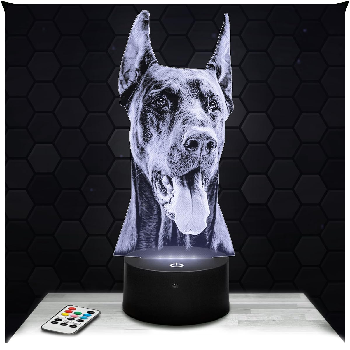 Lampephoto.fr - Dobermann Dog 3D Lamp, Night Light 3D LED Illusion Lamp, pet Decoration, Gift for Doglover, Night Light for Children's Bedroom, Gifts Idea for Boys, Original Christmas, Gift — image 1