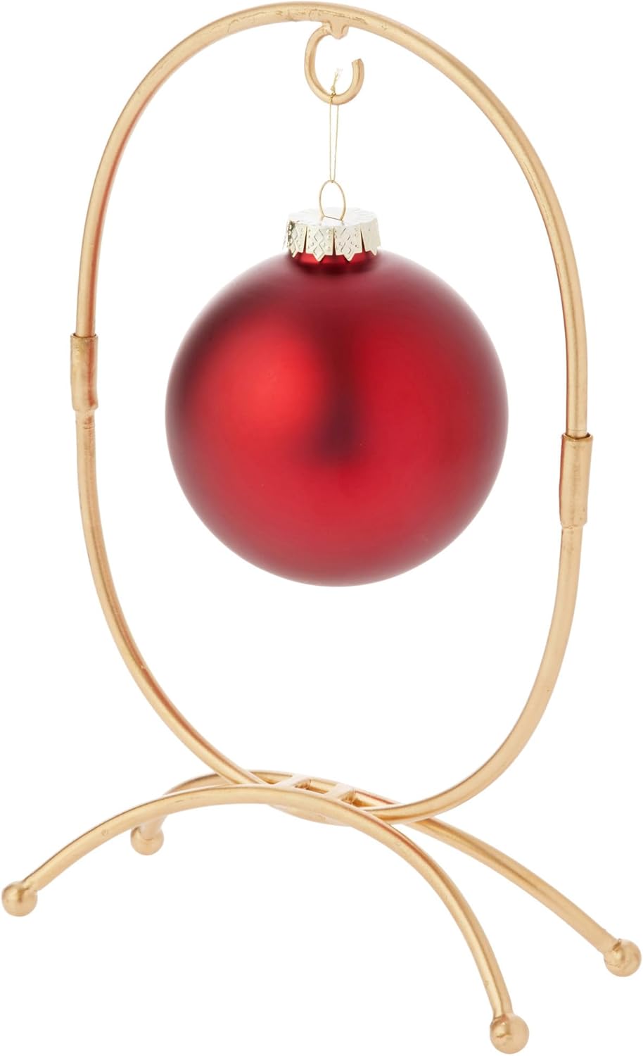Bard's Oval Shaped Gold-Toned Wrought Iron Ornament Stand, 11" H x 7.25" W x 7.25" D