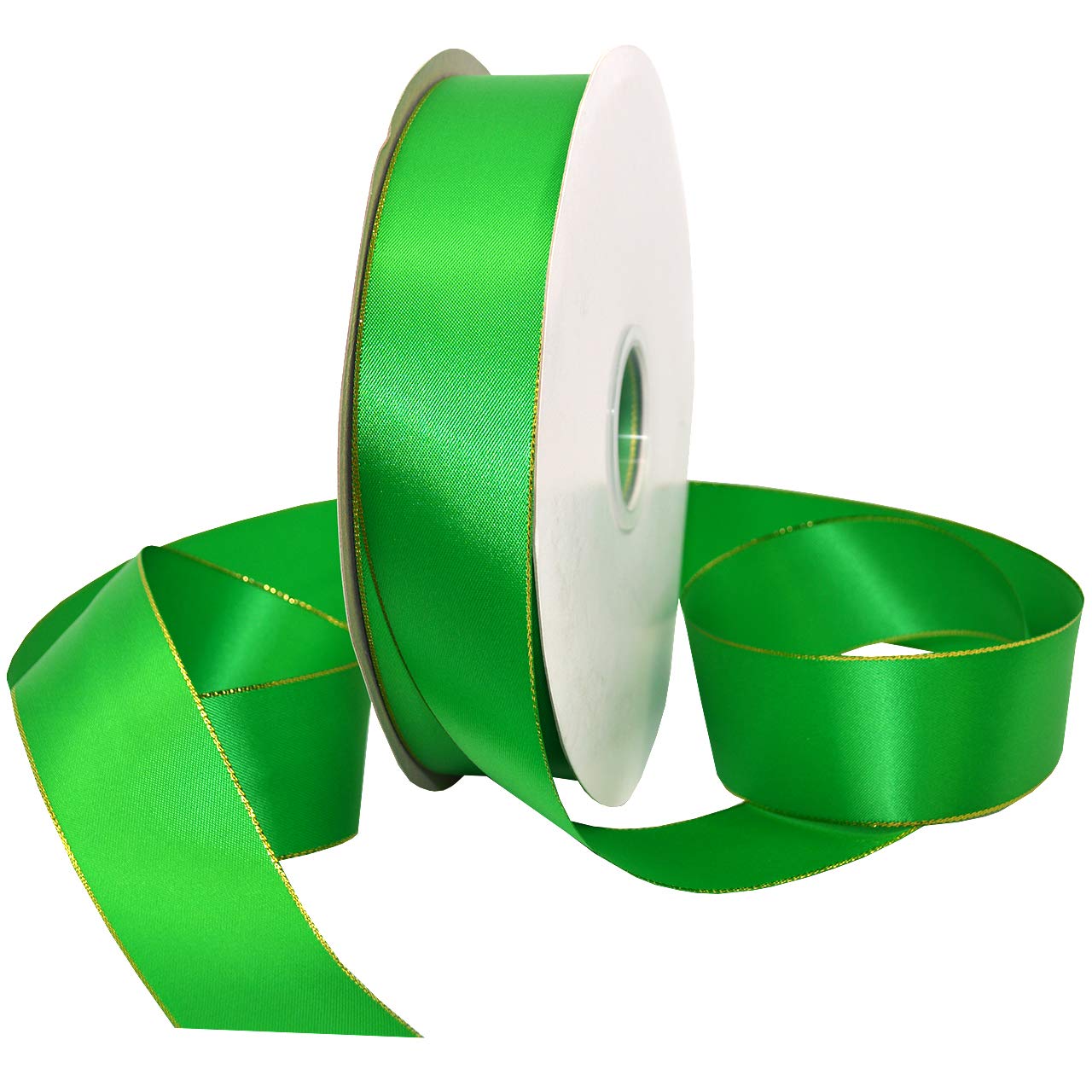 Ruban de satin émeraude à bords dorés pour décoration de table de mariage chic
