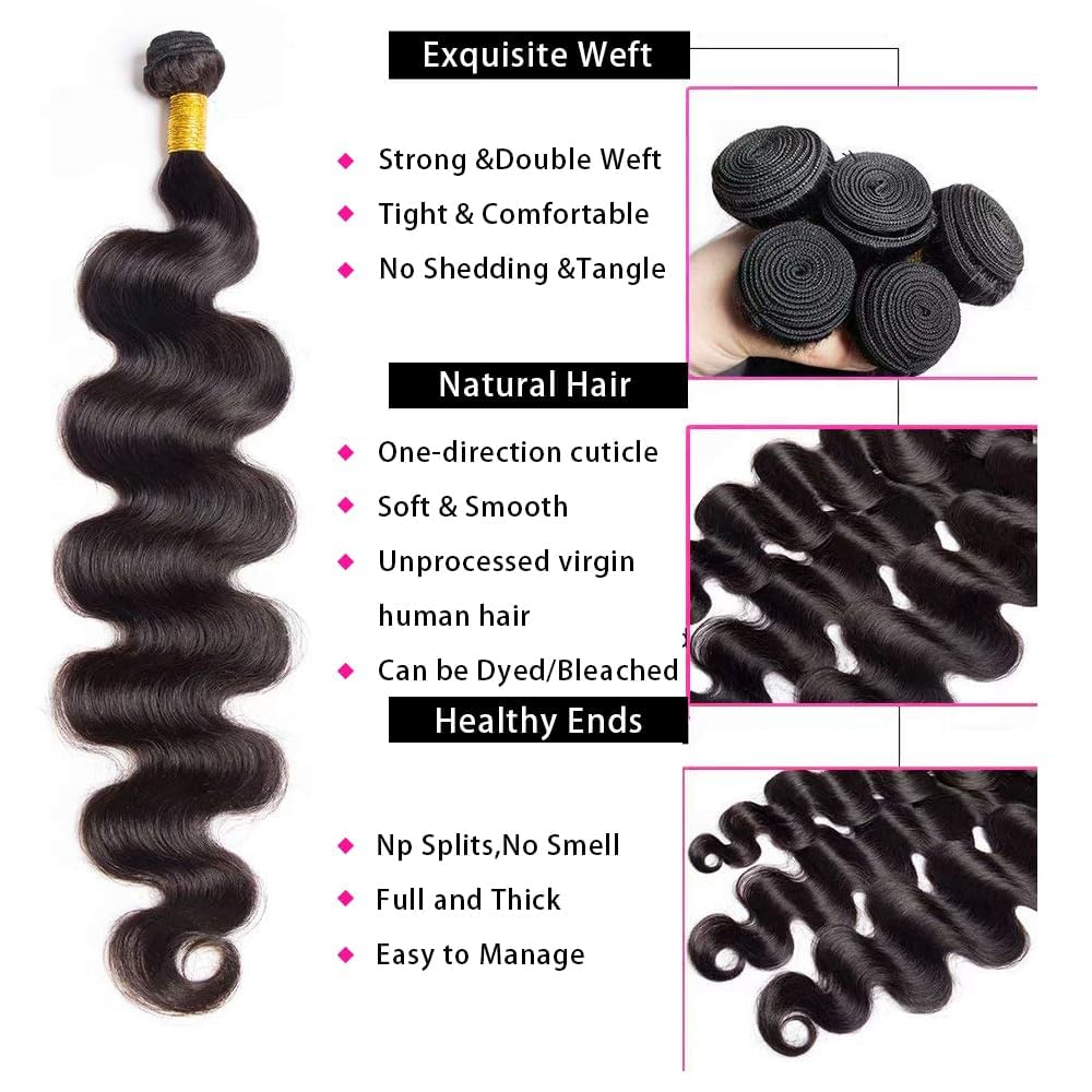 Brazilian Human Hair Body Wave 4 Bundles 18 20 22 24 Inch 10A Unprocessed Body Wave Virgin Human Hair Bundles Remy Weave Bundles Human Hair Extensions