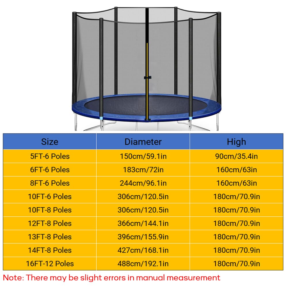 Red de Recambio para Cama elástica, Red de Repuesto for trampolín, Solo Red Transpirable, Varios tamaños(13ft 8 Poles)