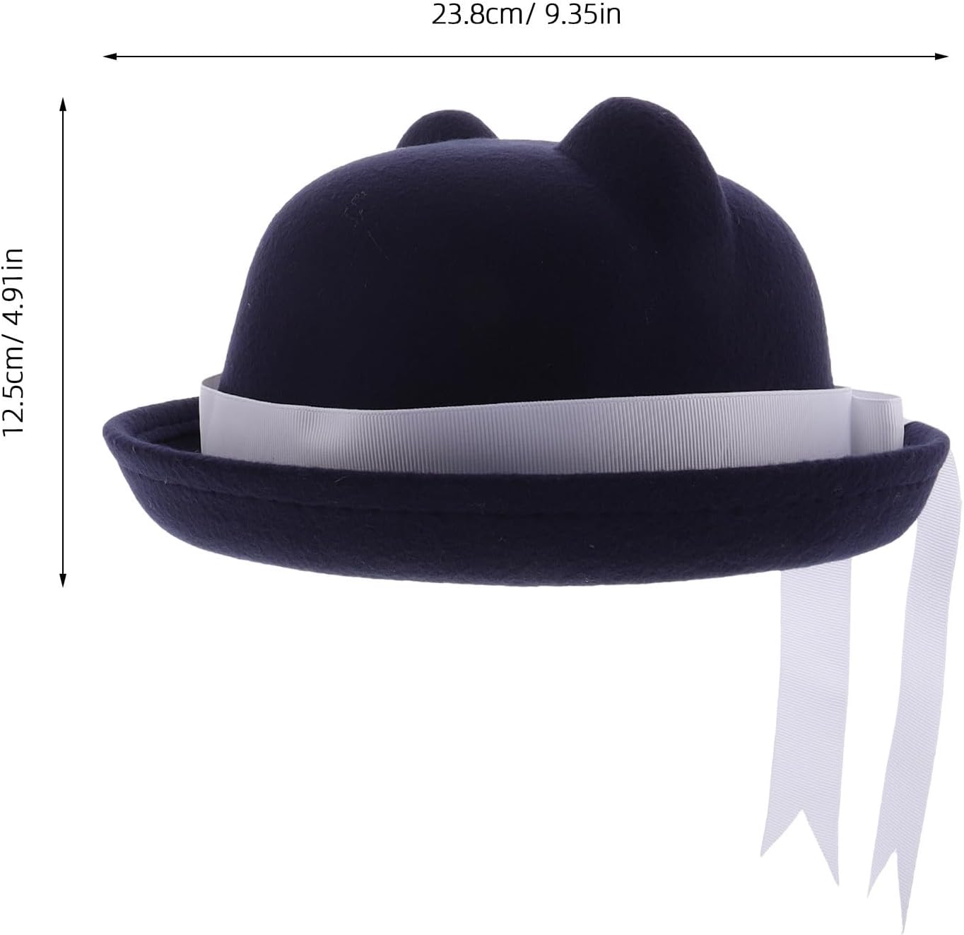 ARTIBETTER Adjustable Woolen Ribbon Bow Beret Hat with Cat Ear Design for Women, Comfortable Polyester Blend, Fashionable School Style Hat for Casual and Costume Wear Dark Blue