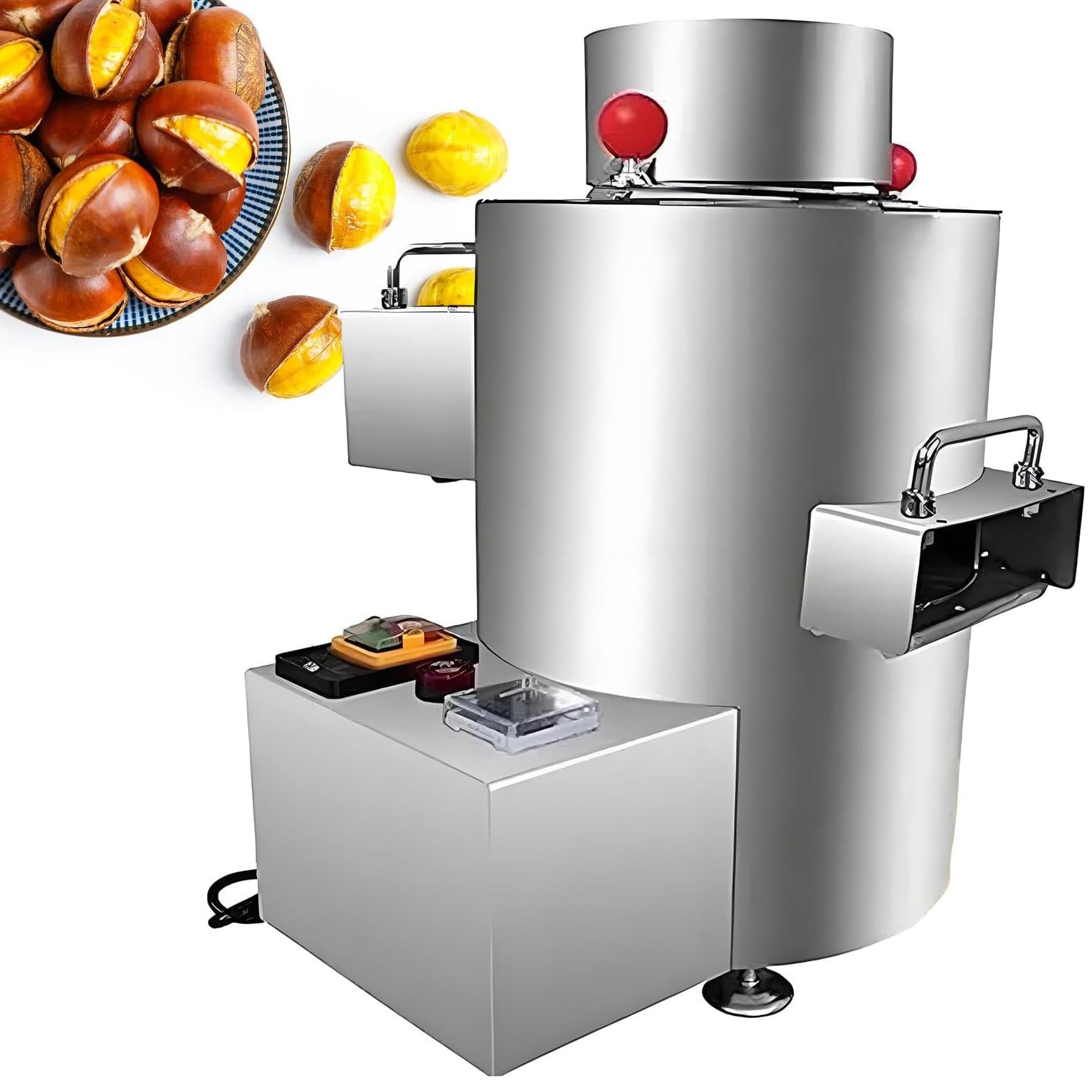 ZMJGLL Chestnut Shelling Machine, 550W Electric Peeler with Timer and Buzzer, Efficient Stainless Steel Sheller for 0.5-2.5kg Chestnuts Per Hour.Versatile Application