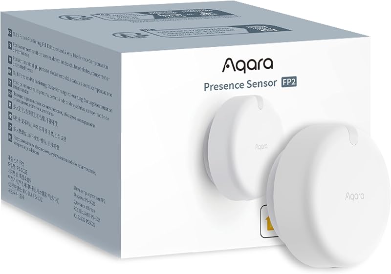 Aqara Presence Sensor FP2, mmWave Radar Wired Smart Motion Sensor | 2.4 GHz Wi-Fi Required, Zone Positioning, Multi-Person & Fall Detection, Supports HomeKit, Alexa, Google Home, Home Assistant