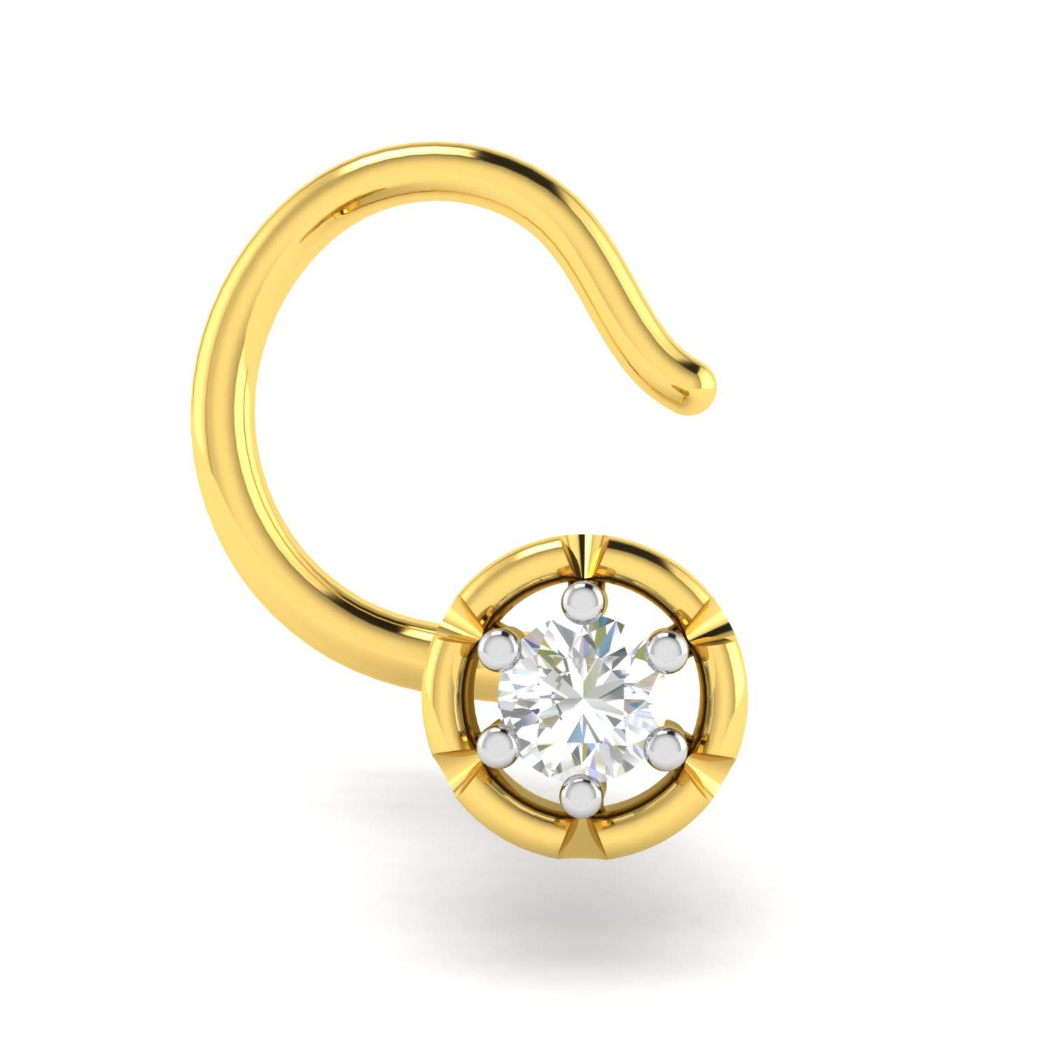 18KT Yellow Gold and Diamond Nose Ring for Women