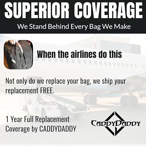 Miniatura 5 de CaddyDaddy Enforcer - Bolsa de viaje de golf con protección rígida en la parte superior, ruedas y cremalleras XL con cerradura. Funda para