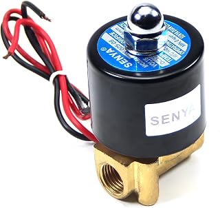 Fielect Brass Electric Solenoid Valve 12V DC, 1/2" PT Air Solenoid Valve Normally Colsed 2 Position 2 Way Connection Type Direct Acting for Water, Air, Diesel