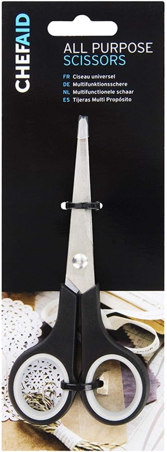 Scissors, Single All Purpose Stainless Steel Bladed Scissors, Soft Grip, Ideal for Tailoring, to Be Used in and Around The Home, Office, School, College, University, Workplace. Black Handle