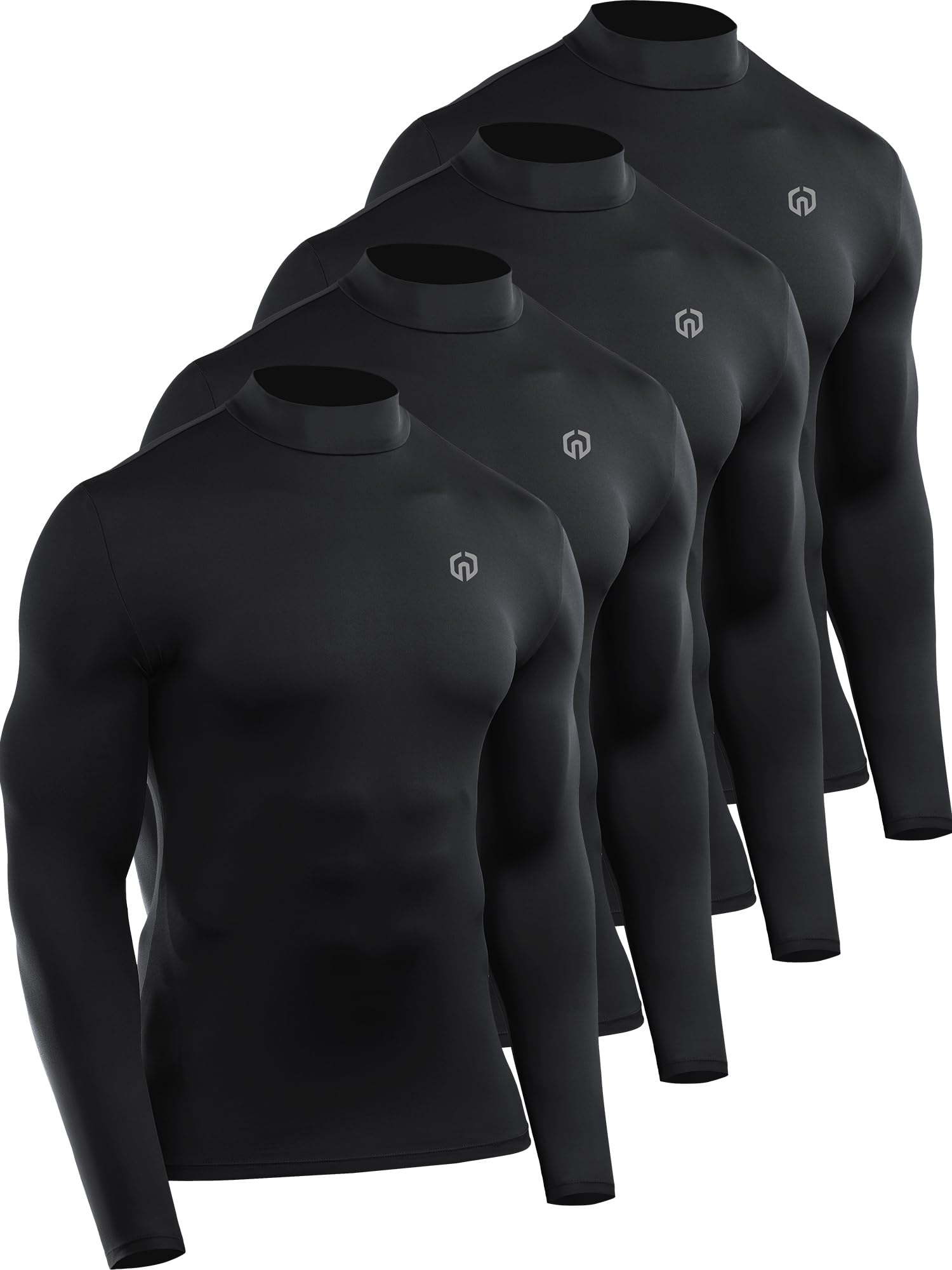 NELEUS 4 Pack Men's Workout Long Sleeve Shirts Compression Dry Fit Muscle Tops