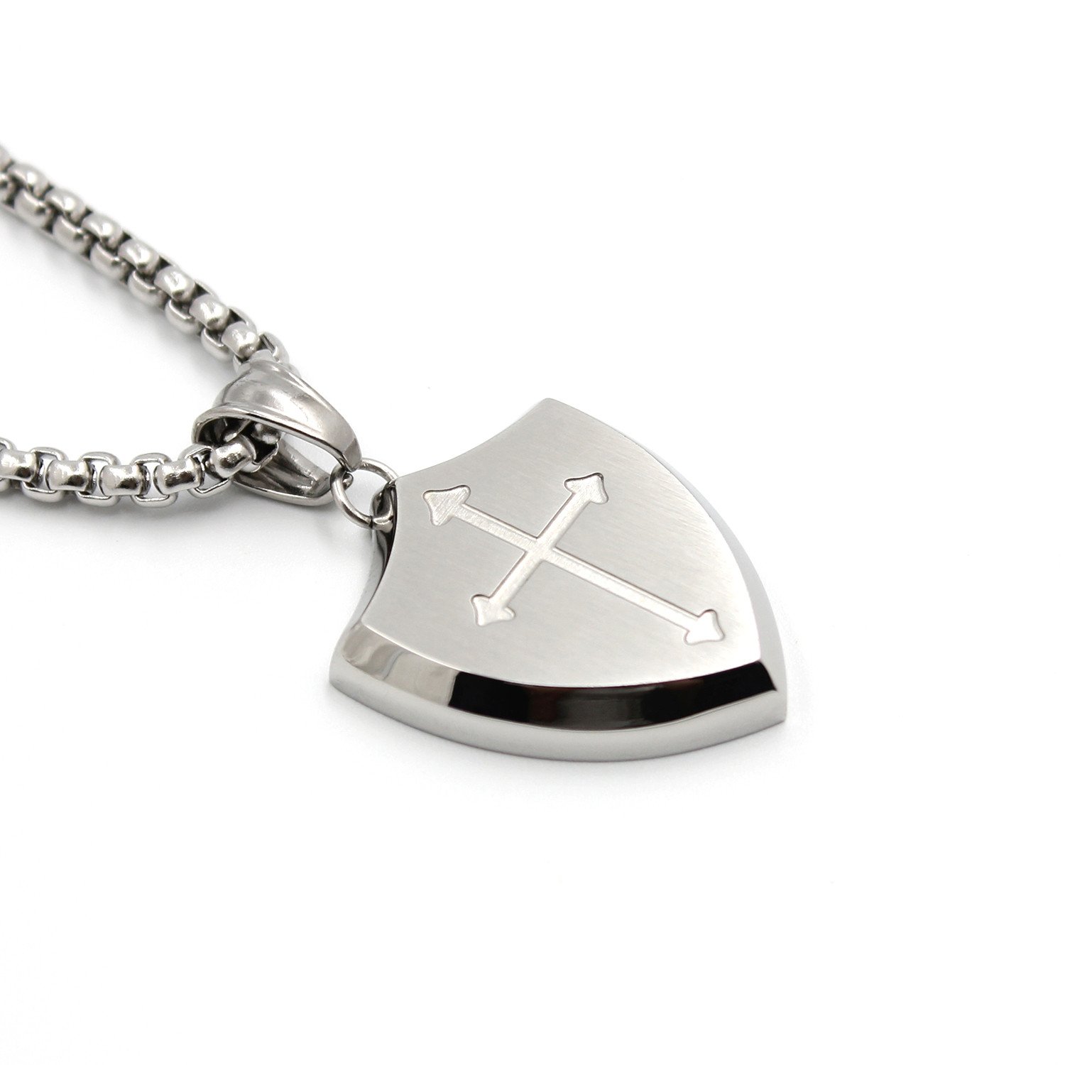 Buy Mens Shield Armor of God Joshua 19,Faith Cross Stainless Steel