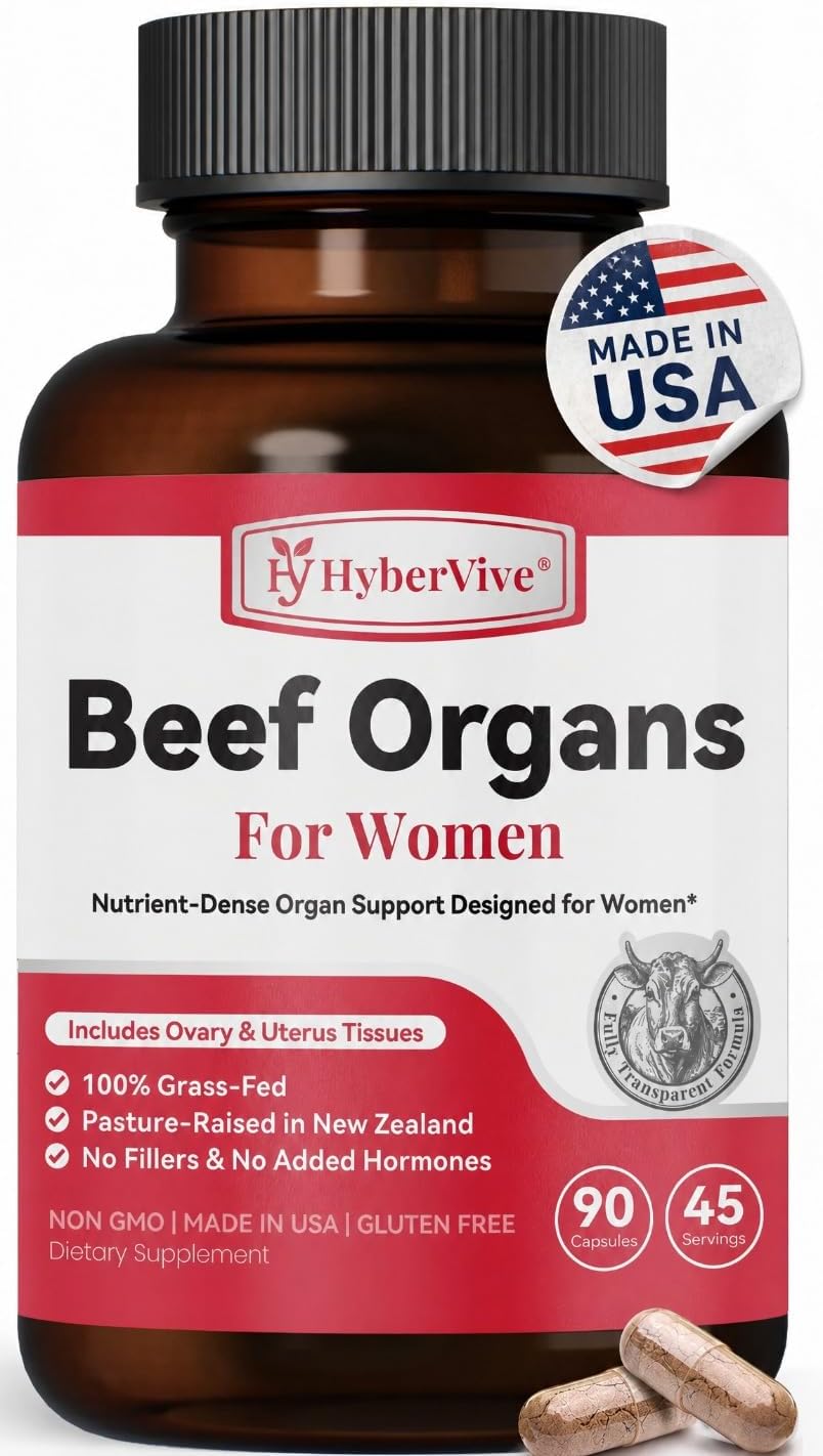 5-in-1 Beef Organ Supplement for Women, 1000mg, 90 Capsules