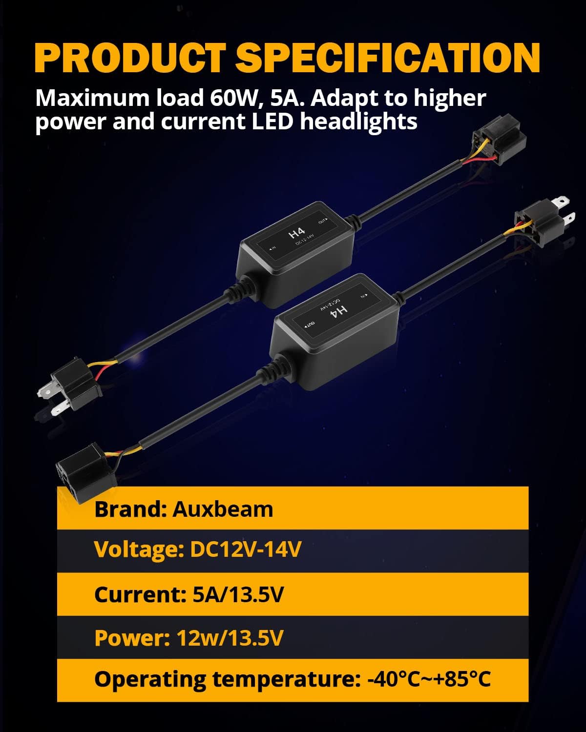 Auxbeam H4 9003 HB2 P43T LED Headlight Canbus Error Free Anti Flickering Resistor Decoder, 2pcs/set Enhanced LED light Decoder Canbus Drivers