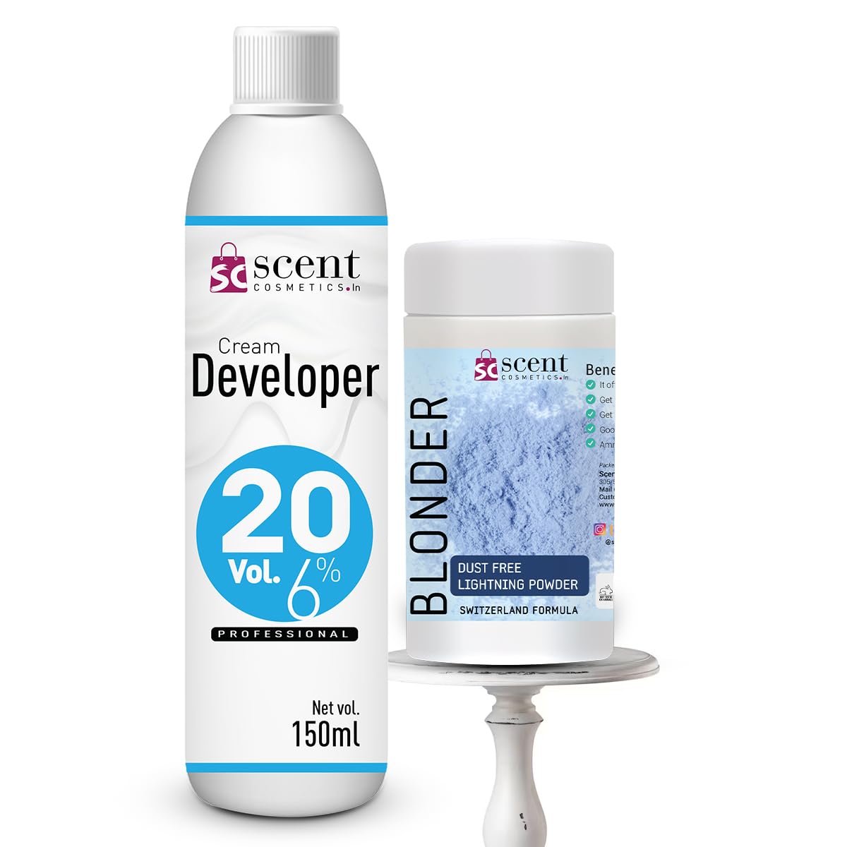 Scent Cosmetics Hair Blonder Bleaching Powder (60G) with Cream Developer (150Ml) (6%, 20 Vol), Instant Blonder Golden Hair Kit, 4 Stage Blonder Hair for Desired Shade, Up To 9 Level Lifts-image-37
