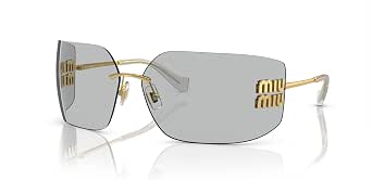 Miu Miu MU 54YS Women's Gold Oval Sunglasses with Light Grey Lenses