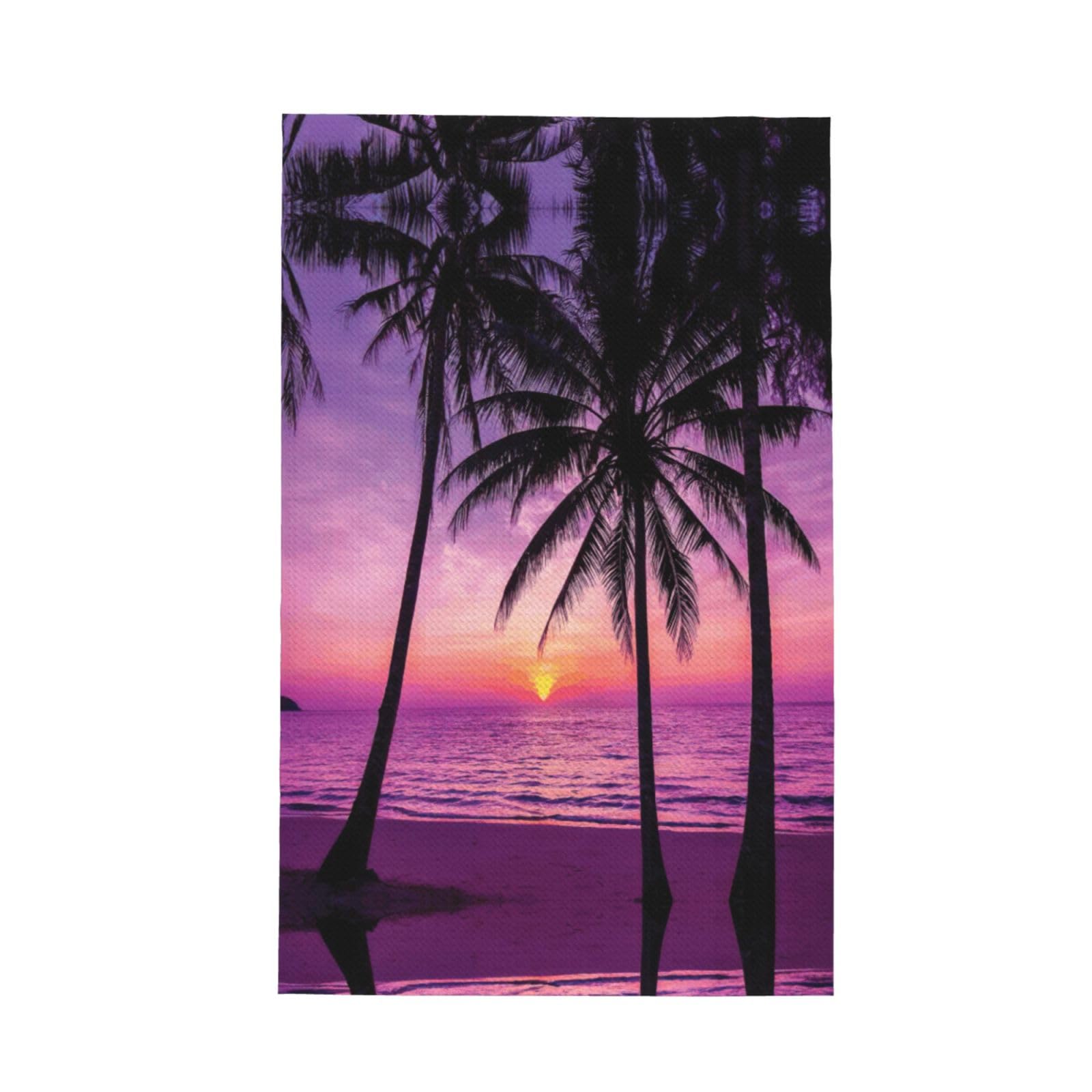 Xxahnbm Black Palm Tree Sunset Print Waffle Kitchen Towel,Absorbent Hand Towel