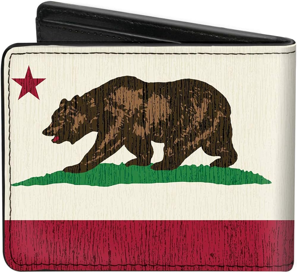 Buckle-Down Men's PU Bifold Wallet-California Flag Bear Weathered White, Multicolor, 4.0" x 3.5", Multicolor, 4.0" x 3.5" - Image 3