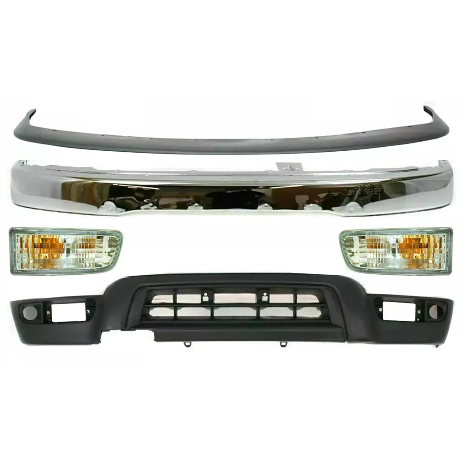 Amazon.com: PARTSTUNT Front Bumper Face Bar Chrome Steel + Upper