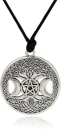 Árbol De La Vida Con Luna Triple Y Pentáculo Con Base De Altar Wicca