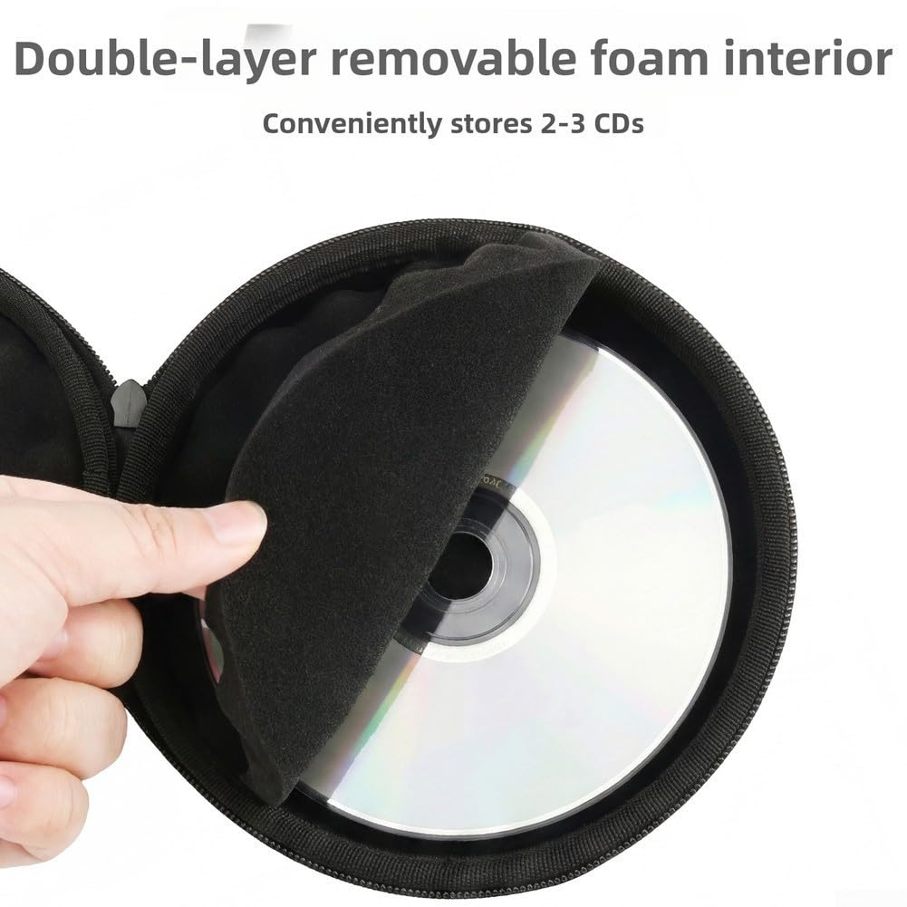 CD-Player-Tasche mit verstellbaren Schultergurten, tragbarer Disc-Player-Aufbewahrungshalter für Reisen, kompakte Tragetasche mit Organizer-Fächern und sicherer Passform für unterwegs