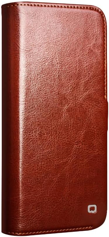 Case for iPhone 16 Slim Card Slot Holder Holster Genuine Leather Sleeve Bracket Corner Protection Cover with Magnetic Buckle Luxury Wallet Case for iPhone 16 (Brown, 6.1 inch)