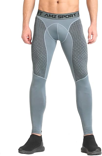 AMZSPORT Mens Compression Pants Running Tights Sports Leggings Quick-Dry Base Layer Trousers