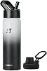SUNWILL Stainless Steel Water Bottle with Straw, 650ml Insulated Water Bottle Metal, Leakproof Water Flask for Gym & Travel, Gradiant Black White