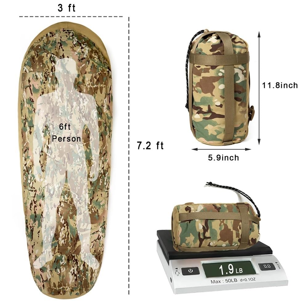 Sacco copri bivacco adatto for sacchi a pelo modulari dell'esercito militare, mimetico multicam/woodland/UCP