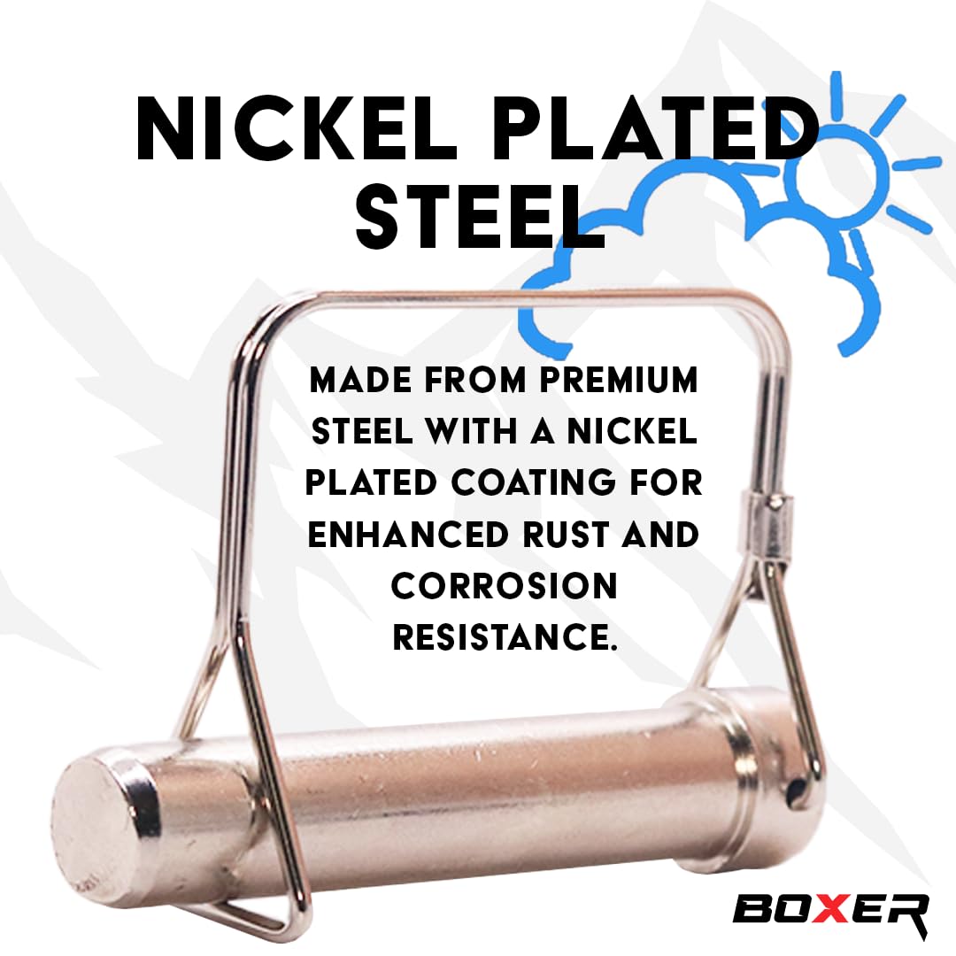 BoxerTool (6Pack) Square Trailer Pin – 5/8" x 3" - Lock Pins, Trailer Hitch Pins, and Shaft Locking Coupler Pins for Farm Trailers, Towing, Lawn Equipment and Hitches