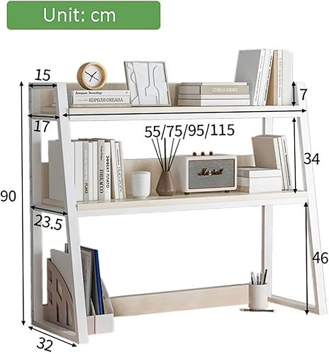 Miniatura 2 de Estantería de escritorio de madera, para escritorio de computadora, organizador de estantería de 2 niveles, estante de almacenamiento de encimera,