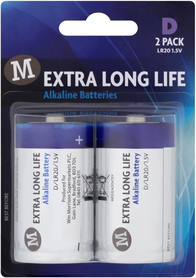 Morrisons Extra Long Life Alkaline D Battery 2 Pack Amazon.co.uk Electronics & Photo