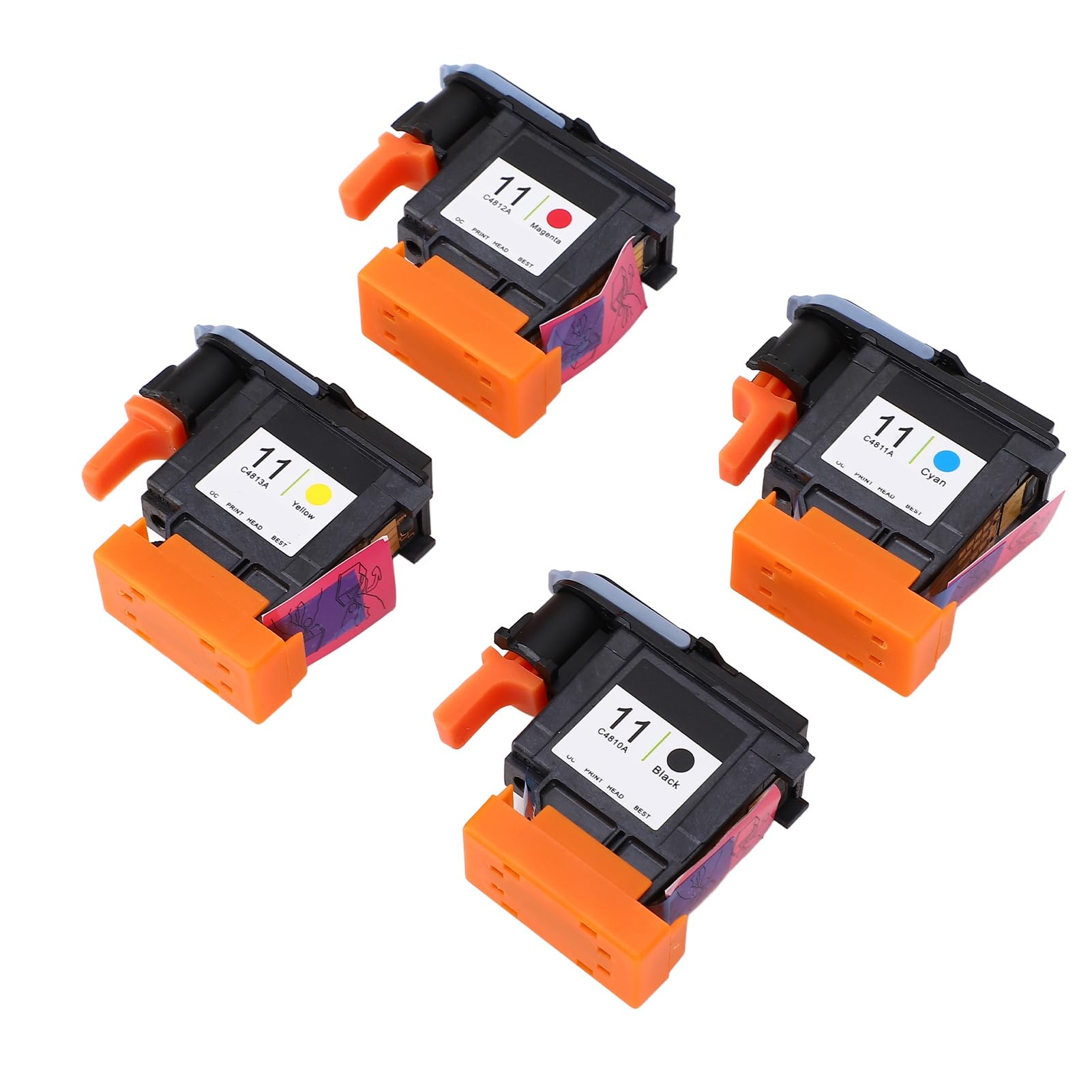 Designjet 11 Magenta Noir Cyan Jaune Têtes d'Impression Rechange Lot de 4