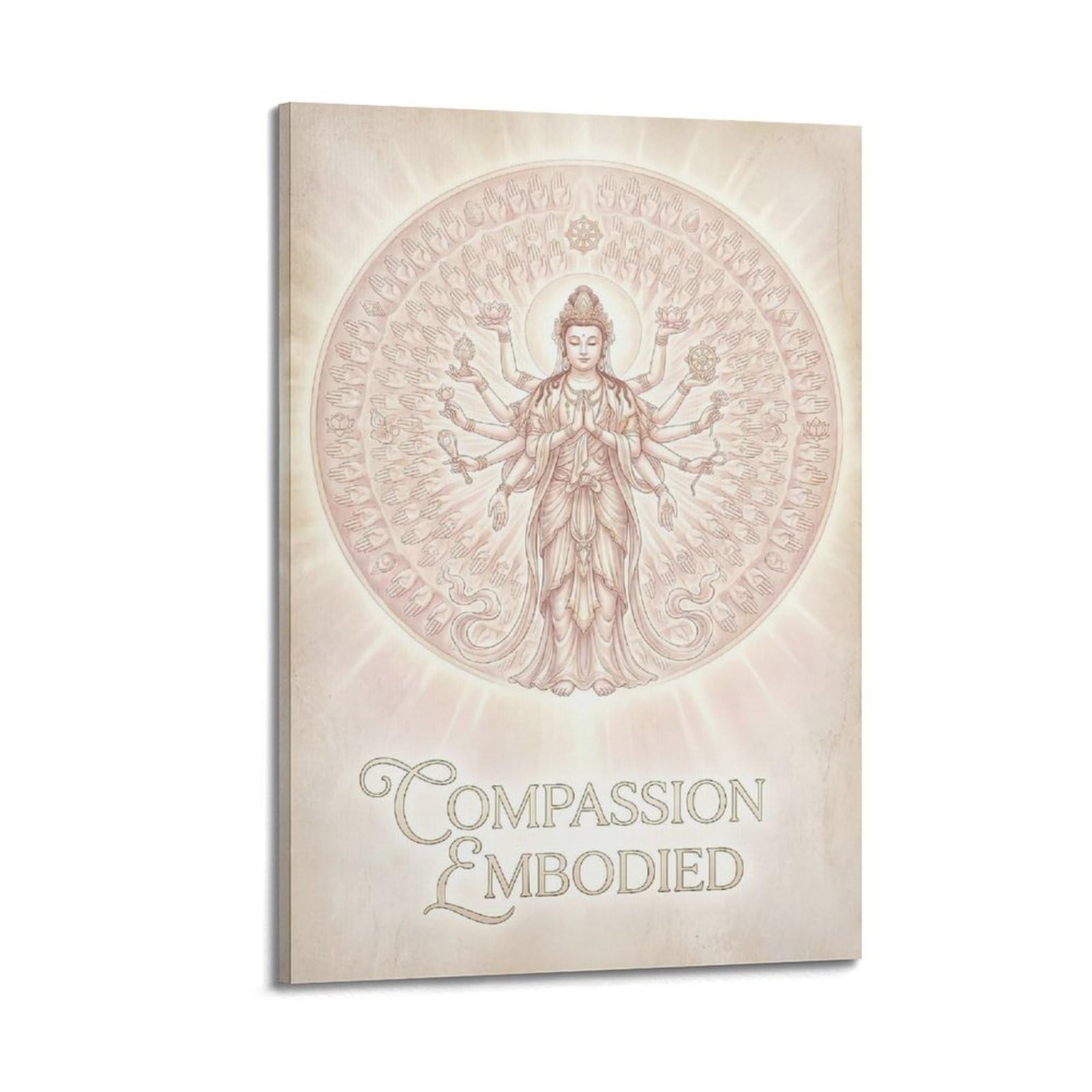 Okngb Frame-Style Buddhist Compassion Poster Bodhisattva Mandala Healing Decorative Painting Canvas Art Picture 20X30inch(50X75cm)