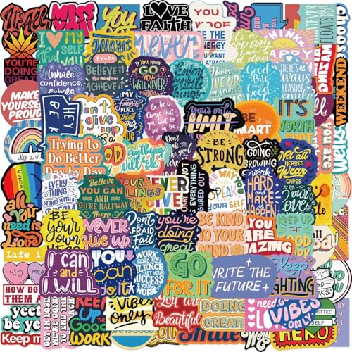 100 Unique Motivational Stickers for Adults Teens - Waterproof Inspirational Affirmation Vinyl Decals for Water Bottles, Laptop, Vision Board