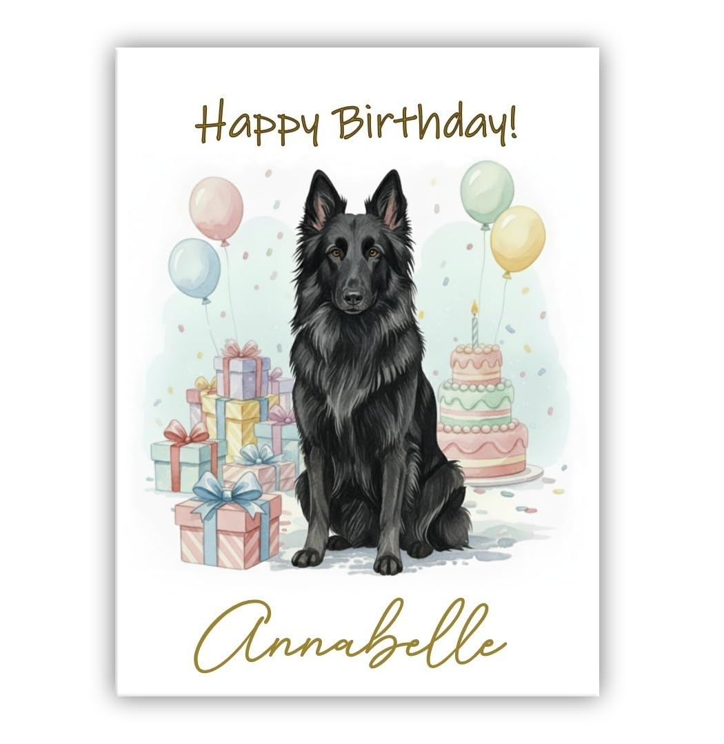 Personalised Birthday Card From the Dog – Add Any Name – Multiple Breeds Available – Dogs Lover Gift (• Belgian Sheepdog)