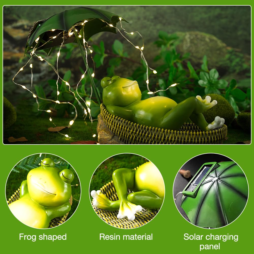 IXYHKB Solar Frog Garden Ornaments Outdoor, Solar Garden Statues Miniature Frog Figurine - Image 3