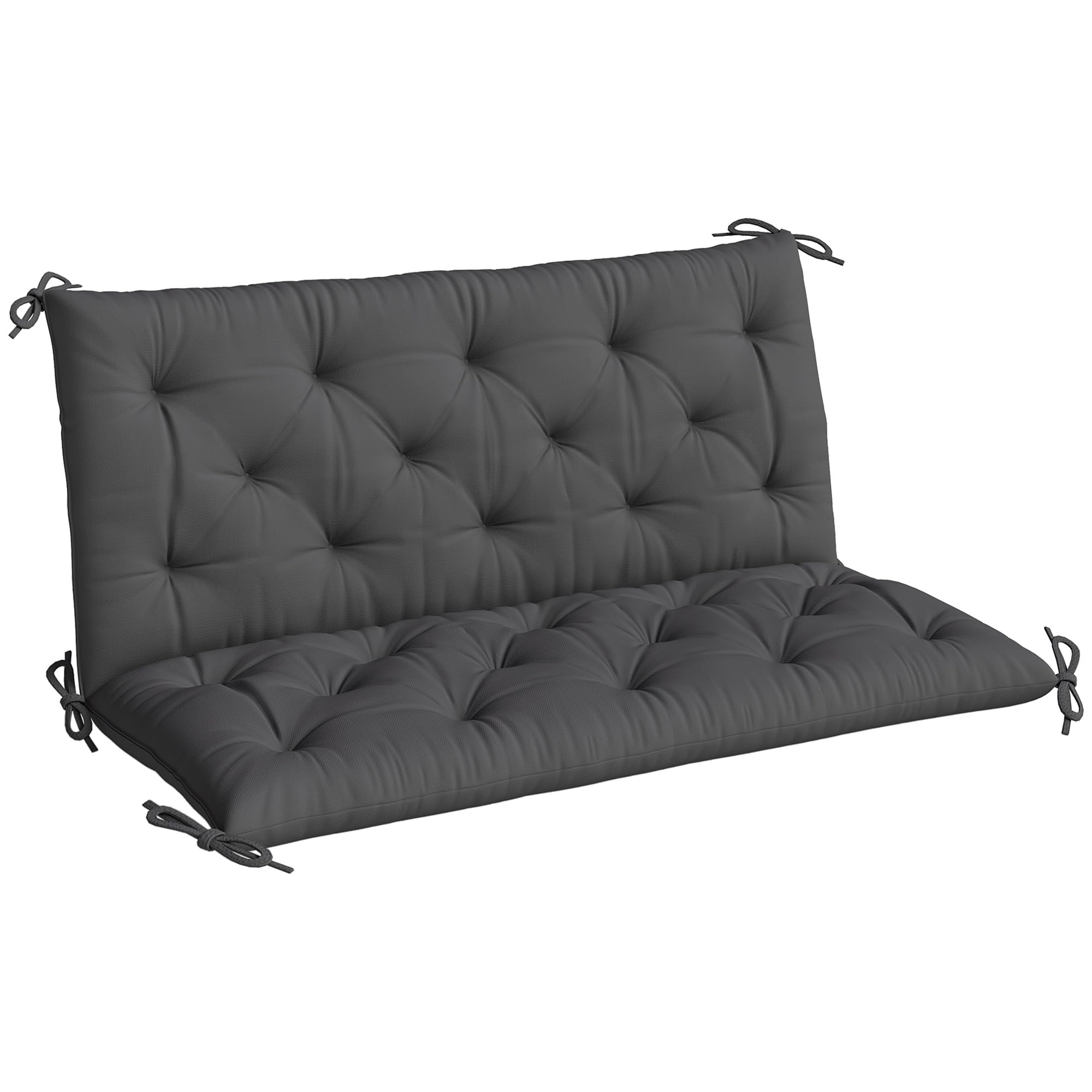 Outsunny Outdoor Bench Cushion - Black - Metal Frame Compatible