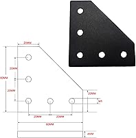 Vista 3 de 10 piezas 2020 placa de unión de soporte de esquina en forma de L, conector de extrusión de aluminio de 5 agujeros con 50 tuercas en T, 50 tornillos