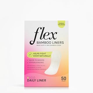 Flex Bamboo Panty Liners (50 Count) | Ultra Thin Daily Pantyliners | Fragrance-Free Feminine Care Liners Made with 100% Bamboo | Absorbent & Comfortable | Helps Fight Odor