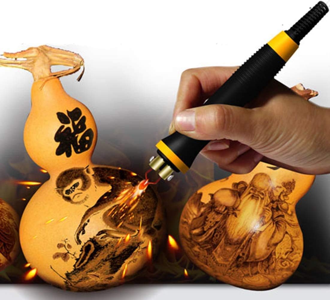 Wood Burning Kit 110V 100W Crafts Gourd Wood Burning Tools Multifunction Pyrography Machine Heating Kit Single Port Wood Burner Tool with 2 Burning Pens 23 Tips Pointer Display Temperature Control