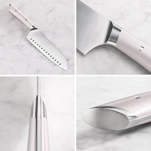 Vista 10 de Cangshan HELENA Serie Acero Alemán Forjado 7" Cuchillo Santoku (negro) Negro -,Blanco,https:/ www.Yaxa/dp/undefined