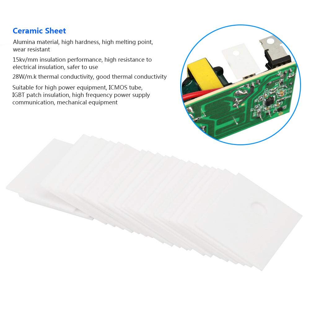 Keramikfolie Kühlpad, 100 STÜCKE TO-247 Aluminiumoxid-Keramik-Isolierfolie MOS-Transistor-IGBT-Kühlpad, 17 x 22 x 1 mm