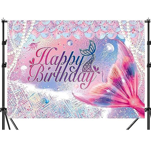 OFKAFEZV Fondo de Cumpleaños de Sirena, Sirena Decoración de Fondo de Fiesta, Fondo para...