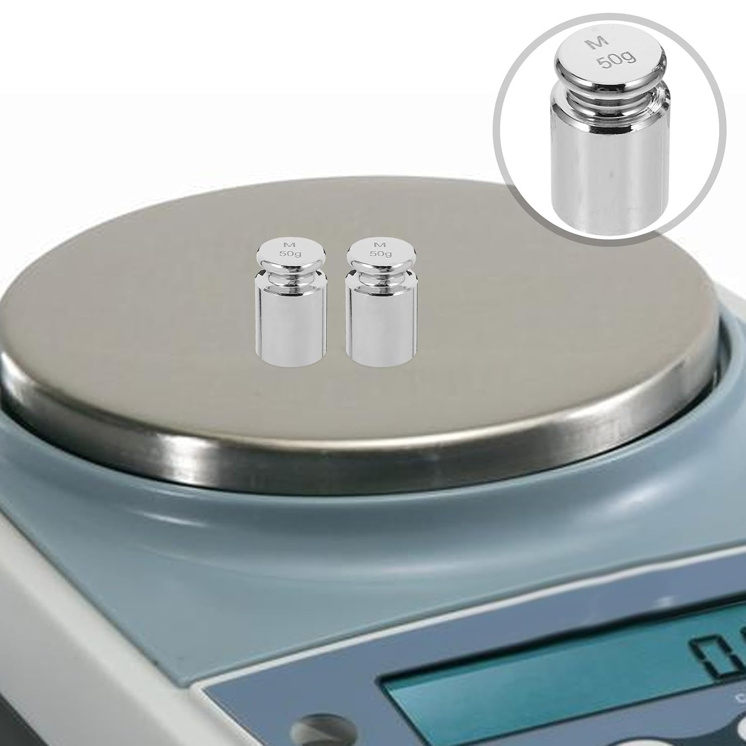 50g M1 Grade Chrome-Plated Calibration Weight Set, Precision Lab Weights for Electronic Balance, 4pcs Small Calibration Mass for Jewelry and Scientific Scale Testing